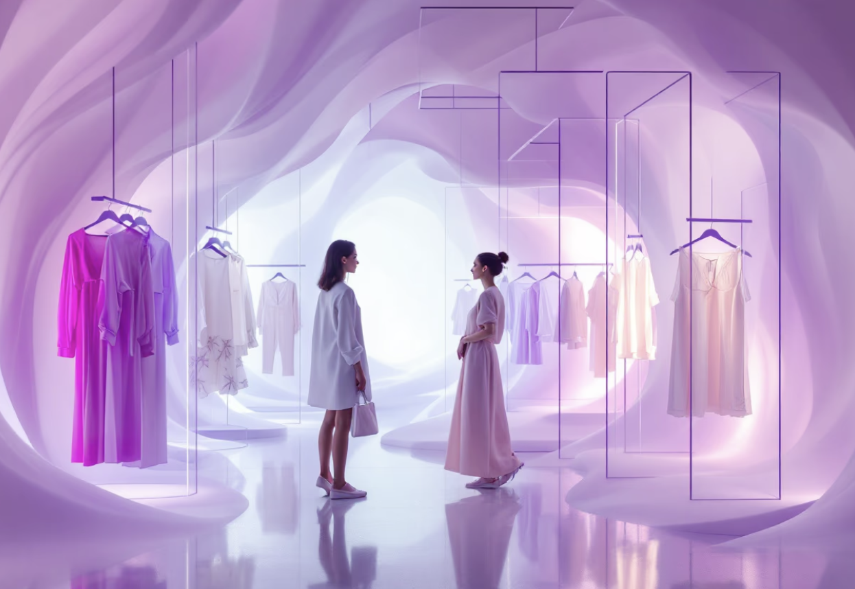 Modern fashion retail environment showcasing the LAYT shopping experience